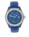 Fossil Women's ES2910 Blue Stainless Steel Expandable Bracelet Blue Steel Case Blue Dial Crystallized bezel Watch