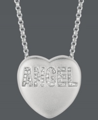 The perfect present for the sweetest girl. Sweethearts' stunning pendant is crafted from sterling silver, and its heart-shaped design features the word ANGEL in round-cut diamonds (1/10 ct. t.w.). Copyright © 2011 New England Confectionery Company. Approximate length: 16 inches + 2-inch extender. Approximate drop: 5/8 inch. The perfect present for the sweetest girl. Sweethearts' stunning pendant is crafted from sterling silver, and its heart-shaped design features the word ANGEL in round-cut diamonds (1/10 ct. t.w.). Copyright © 2011 New England Confectionery Company. Approximate length: 16 inches + 2-inch extender. Approximate drop: 5/8 inch.
