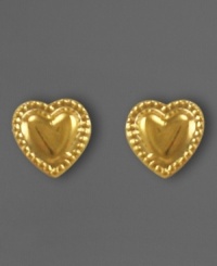 The perfect pair of earrings to add more heart to every day. In 14k gold; each measures approximately 1/2 inch in diameter. The perfect pair of earrings to add more heart to every day. In 14k gold; each measures approximately 1/2 inch in diameter.
