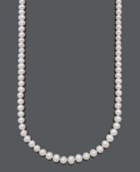 Timeless beauty lies in an elegant strand of pearls. Belle de Mer necklace features cultured freshwater pearls (9-10 mm) with a 14k gold clasp. Approximate length: 36 inches. Timeless beauty lies in an elegant strand of pearls. Belle de Mer necklace features cultured freshwater pearls (9-10 mm) with a 14k gold clasp. Approximate length: 36 inches.