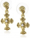 The Vatican Library Collection Gold-Tone Adorned Cross Earrings