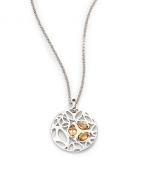 THE LOOKMedallion pendant with cutoutsGolden quartz accentsRhodium-plated sterling silver settingLobster claspTHE MEASUREMENTPendant diameter, about 1.25Length, about 16.5ORIGINImported THE LOOKMedallion pendant with cutoutsGolden quartz accentsRhodium-plated sterling silver settingLobster claspTHE MEASUREMENTPendant diameter, about 1.25Length, about 16.5ORIGINImported
