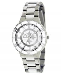 Root for your team 24/7 with this sporty watch from Game Time. Features a Pittsburgh Steelers logo at the dial. Root for your team 24/7 with this sporty watch from Game Time. Features a Pittsburgh Steelers logo at the dial.