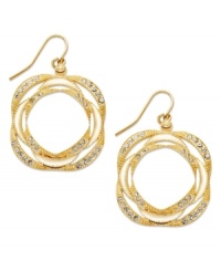 Design fit for a diva, these SIS by Simone I Smith earrings combine luxe 18k gold over sterling silver hoops with sparkling clear crystals for a totally glam look. Approximate drop: 1-3/4 inches. Approximate width: 1 inch. Design fit for a diva, these SIS by Simone I Smith earrings combine luxe 18k gold over sterling silver hoops with sparkling clear crystals for a totally glam look. Approximate drop: 1-3/4 inches. Approximate width: 1 inch.