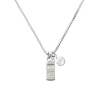 Silver Cellphone Charm Necklace with Clear Crystal Drop Silver Cellphone Charm Necklace with Clear Crystal Drop