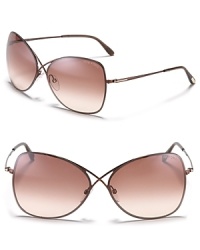Tom Ford's popular criss-cross silhouette gets a dainty update with thin metal frames and sleek design. Tom Ford's popular criss-cross silhouette gets a dainty update with thin metal frames and sleek design.