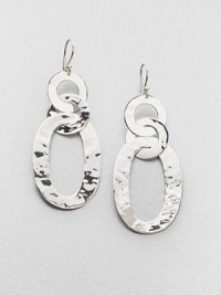 Three links of hammered sterling silver in a chic drop design. Sterling silverDrop, about 2.5Hook backImported Three links of hammered sterling silver in a chic drop design. Sterling silverDrop, about 2.5Hook backImported