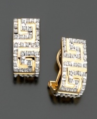 Glittering diamond accents lend sparkle to a Greek-key inspired design. Set in 14k yellow gold. Glittering diamond accents lend sparkle to a Greek-key inspired design. Set in 14k yellow gold.