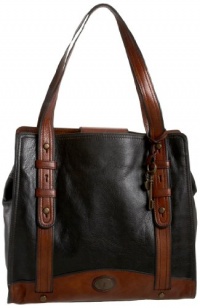 Fossil Vintage Re-Issue North/South Tote (Black/Brown) Fossil Vintage Re-Issue North/South Tote (Black/Brown)