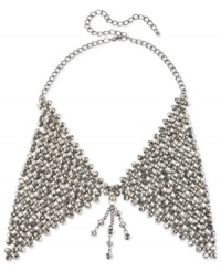 Soar to new fashion heights with this Peter Pan collar necklace from Haskell. Crafted from hematite-tone mixed metal, the necklace dazzles with faceted beads. Approximate length: 16 inches + 3-inch extender. Approximate drop: 5-1/2 inches. Soar to new fashion heights with this Peter Pan collar necklace from Haskell. Crafted from hematite-tone mixed metal, the necklace dazzles with faceted beads. Approximate length: 16 inches + 3-inch extender. Approximate drop: 5-1/2 inches.