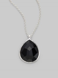 A bold drop of faceted onyx on a delicate sterling silver chain link.Onyx Sterling silver Length, about 18 Pendant length, about 1 Pendant width, about ¾ Lobster clasp closure Imported A bold drop of faceted onyx on a delicate sterling silver chain link.Onyx Sterling silver Length, about 18 Pendant length, about 1 Pendant width, about ¾ Lobster clasp closure Imported