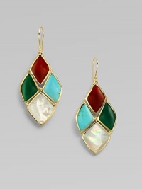 From the Polished Rock Candy® Collection. An exquisite blend of dyed red agate, gold green agate, mother-of-pearl and turquoise in a 18k gold cascade shape. Dyed red agate, gold green agate, mother-of-pearl and turquoise18k goldLength, about 2Hook backImported From the Polished Rock Candy® Collection. An exquisite blend of dyed red agate, gold green agate, mother-of-pearl and turquoise in a 18k gold cascade shape. Dyed red agate, gold green agate, mother-of-pearl and turquoise18k goldLength, about 2Hook backImported