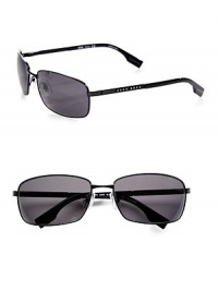 Rectangular metal frames and a temple logo detail give these sporty sunglasses minimalist style.Gray polarized lens100% UV protectiveImported Rectangular metal frames and a temple logo detail give these sporty sunglasses minimalist style.Gray polarized lens100% UV protectiveImported