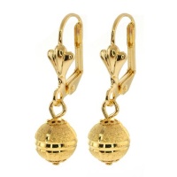 Stunning 1-1/4 Dangle Spheres Gold Plated Lever-Back Earrings