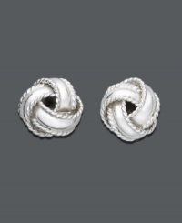 Show your love is strong with these symbolic knot earrings (8 mm). Edges feature an intricate rope design. Set in sterling silver by Giani Bernini. Show your love is strong with these symbolic knot earrings (8 mm). Edges feature an intricate rope design. Set in sterling silver by Giani Bernini.