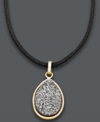 Express your individuality with this unique pendant. Crafted from 14k gold, this teardrop-shaped pendant features a grey druzy center strung from a black silk cord. Approximate length: 20 inches. Approximate pendant length: 7/8 inch. Approximate pendant width: 5/8 inch. Express your individuality with this unique pendant. Crafted from 14k gold, this teardrop-shaped pendant features a grey druzy center strung from a black silk cord. Approximate length: 20 inches. Approximate pendant length: 7/8 inch. Approximate pendant width: 5/8 inch.