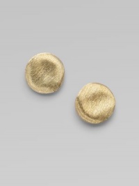 From the Jaipur Collection. Textured 18K gold in a simple, understated round design.18K gold Diameter, about ½ Butterfly clasp closure Made in Italy From the Jaipur Collection. Textured 18K gold in a simple, understated round design.18K gold Diameter, about ½ Butterfly clasp closure Made in Italy