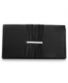 An elegant evening out deserves an exquisite accessory, and this satin finish design from Style&co. is the perfect choice. Slim and graciously adorned with subtle rhinestone detailing, it discretely stows phone, ID and lipstick with ease.