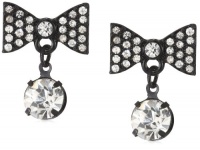 Betsey Johnson Iconic Jet Bow and Crystal Drop Earrings Betsey Johnson Iconic Jet Bow and Crystal Drop Earrings