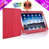 iPearl Leather Carrying Folia Cover Case for NEW iPad 4 (Retina display & Lightning connector), iPad 3 & iPad 2 with 30-pin connector, with Built-in Stand, hand strap, sleep/wakeup function and Touch Screen Stylus Pen - RED