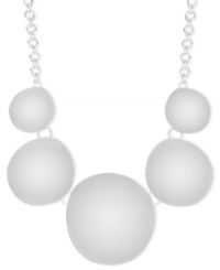 Take five with this frontal necklace from Robert Lee Morris. Crafted from silver-tone mixed metal, the necklace features five concave discs for a cool approach. Approximate length: 18 inches + 3-inch extender. Approximate drop: 2 inches. Take five with this frontal necklace from Robert Lee Morris. Crafted from silver-tone mixed metal, the necklace features five concave discs for a cool approach. Approximate length: 18 inches + 3-inch extender. Approximate drop: 2 inches.