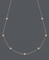 Let your neckline sparkle with this chic necklace from Trio by Effy Collection. Seven stations of round-cut, bezel-set diamonds (1/5 ct. t.w.) are highlighted by a trendy, 14k rose gold setting. Approximate length: 16 inches + 2-inch extender.