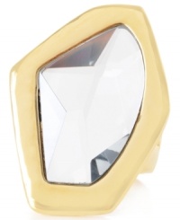 Shapely chic. This geometric ring from Robert Lee Morris is crafted from gold-tone mixed metal with a glaass stone at the center providing a glistening touch. Size 7-1/2. Shapely chic. This geometric ring from Robert Lee Morris is crafted from gold-tone mixed metal with a glaass stone at the center providing a glistening touch. Size 7-1/2.