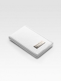 Magnetic money clip in pebbled calf leather. 1½W X 2¾H Made in Italy Magnetic money clip in pebbled calf leather. 1½W X 2¾H Made in Italy