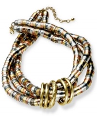 Fantastic fours. Robert Rose brings together multicolored necklaces and binds them with four gold-tone rings in its link necklace. Crafted in gold tone mixed metal. Approximate length: 16 inches + 2-1/2-inch extender. Fantastic fours. Robert Rose brings together multicolored necklaces and binds them with four gold-tone rings in its link necklace. Crafted in gold tone mixed metal. Approximate length: 16 inches + 2-1/2-inch extender.