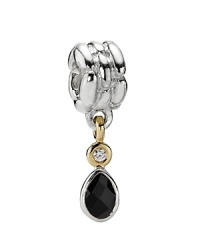 A classically elegant PANDORA charm, this dainty dangler features a faceted onyx stone and bezel-set diamond in 14K gold. A classically elegant PANDORA charm, this dainty dangler features a faceted onyx stone and bezel-set diamond in 14K gold.