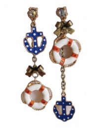 Mismatch Sailor Anchor Blue&white Drop Earrings Mismatch Sailor Anchor Blue&white Drop Earrings