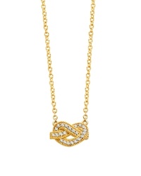 True love is like a knot that never comes undone. The cubic zirconia-encrusted heart on this 18k gold vermeil pave necklace lets her know just how you feel. True love is like a knot that never comes undone. The cubic zirconia-encrusted heart on this 18k gold vermeil pave necklace lets her know just how you feel.