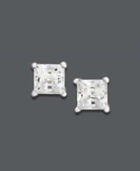 Embrace a look fit for royalty. These stunning stud earrings feature princess-cut diamonds (3/4 ct. t.w.) that shine in a 14k white gold setting. Approximate diameter: 1/6 inch. Embrace a look fit for royalty. These stunning stud earrings feature princess-cut diamonds (3/4 ct. t.w.) that shine in a 14k white gold setting. Approximate diameter: 1/6 inch.