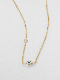 From the Devout Collection. A spiritual style in glossy enamel and 14k gold accented with a diamond detail. 14k goldEnamelDiamond, .016 tcwLength, about 16Pendant size, about .2 Spring ring closureMade in Italy and imported From the Devout Collection. A spiritual style in glossy enamel and 14k gold accented with a diamond detail. 14k goldEnamelDiamond, .016 tcwLength, about 16Pendant size, about .2 Spring ring closureMade in Italy and imported