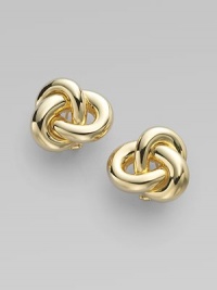 From the Basic Gold Collection. Polished 18K yellow gold in an enduring knot design.18K gold Width, about ½ Omega clip backs Made in Italy From the Basic Gold Collection. Polished 18K yellow gold in an enduring knot design.18K gold Width, about ½ Omega clip backs Made in Italy