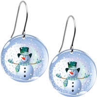 Snow Globe Snowman Earrings