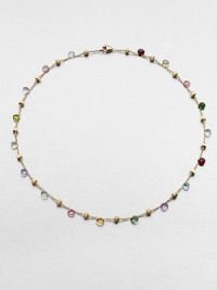 From the Paradise Collection. Faceted semi-precious stones on an 18k gold link chain with beautifully textured separators. May include amethyst, light amethyst, green amethyst, iolite, garnet, green garnet, orange garnet, tourmalines, citrine, lemon citrine, peridot, pink quartz, smoky quartz and topaz18k goldLength, about 18Lobster clasp closureMade in Italy From the Paradise Collection. Faceted semi-precious stones on an 18k gold link chain with beautifully textured separators. May include amethyst, light amethyst, green amethyst, iolite, garnet, green garnet, orange garnet, tourmalines, citrine, lemon citrine, peridot, pink quartz, smoky quartz and topaz18k goldLength, about 18Lobster clasp closureMade in Italy