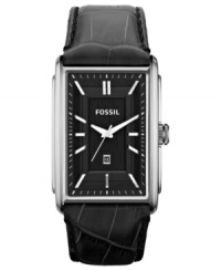 An impeccably designed Dress watch from Fossil with the classic combination of black leather and steel. An impeccably designed Dress watch from Fossil with the classic combination of black leather and steel.