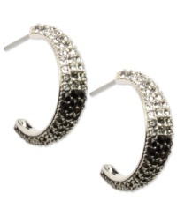 Classic hoops with modern elegance, by Judith Jack. The timeless silhouette is embellished with marcasite (1-5/8 ct. t.w.), Onyx (1/6 ct. t.w.) and Crystal (3/4 ct. t.w.). Set in sterling silver. Approximate drop: 1 inch. Classic hoops with modern elegance, by Judith Jack. The timeless silhouette is embellished with marcasite (1-5/8 ct. t.w.), Onyx (1/6 ct. t.w.) and Crystal (3/4 ct. t.w.). Set in sterling silver. Approximate drop: 1 inch.