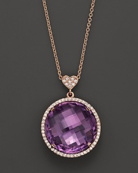 Lisa Nik 18K Rose Gold Amethyst and Diamond Necklace, 18 Lisa Nik 18K Rose Gold Amethyst and Diamond Necklace, 18