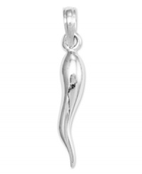 Make a wish! This symbolic good luck charm features a small polished Italian horn in 14k white gold. Chain not included. Approximate length: 1 inch. Approximate width: 1/5 inch.