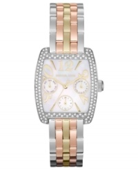 A glitzy watch from Michael Kors' Emma collection in tri-tone stainless steel. A glitzy watch from Michael Kors' Emma collection in tri-tone stainless steel.
