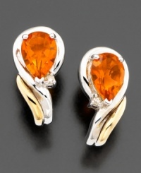 Dare to be different with brilliant citrine (1-1/5 ct. t.w.) earrings. The pear-shaped stones are completed with round-cut diamond accents, 14k gold & sterling silver. Approximate length: 1/2 inches. Dare to be different with brilliant citrine (1-1/5 ct. t.w.) earrings. The pear-shaped stones are completed with round-cut diamond accents, 14k gold & sterling silver. Approximate length: 1/2 inches.