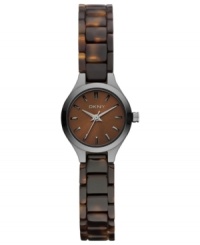 An intriguing casual watch from DKNY with gunmetal and tortoise accents.