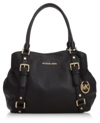 Poised and polished, this softly structured leather satchel from MICHAEL Michael Kors is timeless and on-trend. Detailed by buckle accents and signature hardware, it opens to a spacious, superbly organized interior. Poised and polished, this softly structured leather satchel from MICHAEL Michael Kors is timeless and on-trend. Detailed by buckle accents and signature hardware, it opens to a spacious, superbly organized interior.