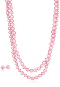 8-8.5mm Freshwater Cultured Pearl 80 Continuous Necklace with Stainless Steel Shortener and Matching Studs 8-8.5mm Freshwater Cultured Pearl 80 Continuous Necklace with Stainless Steel Shortener and Matching Studs