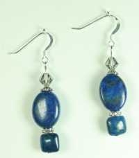 Two Stone Lapis Earrings w/Swaroski Crystal, w/Gift Box Two Stone Lapis Earrings w/Swaroski Crystal, w/Gift Box
