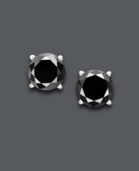 Precision style in a bold, new color! Diamonds take an edgy turn in this statement-making shade. Round-cut black diamonds (8 ct. t.w.) stand out against a polished, 14k white gold post setting. Approximate diameter: 8-6/10 to 9-2/10 mm. Precision style in a bold, new color! Diamonds take an edgy turn in this statement-making shade. Round-cut black diamonds (8 ct. t.w.) stand out against a polished, 14k white gold post setting. Approximate diameter: 8-6/10 to 9-2/10 mm.