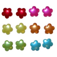 Set Of 12 (6 Pairs) 1/2 Gorgeous Pearlized Flower Studs In Assorted Set Of 12 (6 Pairs) 1/2 Gorgeous Pearlized Flower Studs In Assorted