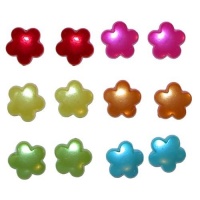 Set Of 12 (6 Pairs) 1/2 Gorgeous Pearlized Flower Studs In Assorted